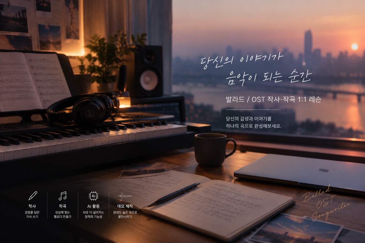 발라드·OST 작사작곡｜현업 작가의 1:1 레슨